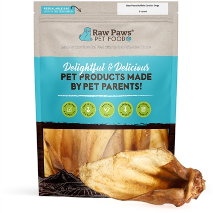 Water Buffalo Ears for Dogs, 5 ct | RawPawsPetFood.com