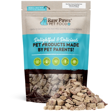 Freeze Dried Beef Liver Treats for Dogs & Cats, 8 oz | RawPawsPetFood.com