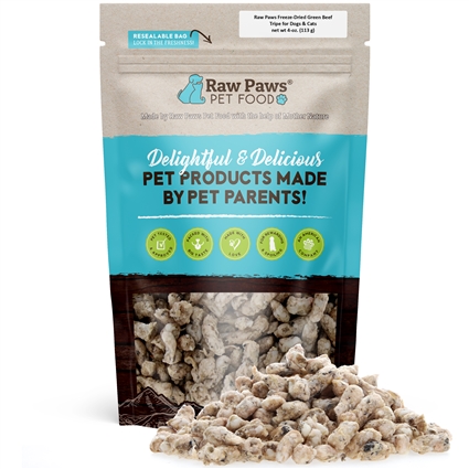 Freeze Dried Green Beef Tripe Treats for Dogs Cats 4 oz 