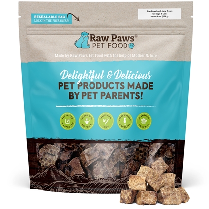 Lamb Lung Treats for Dogs, 8 oz | RawPawsPetFood.com